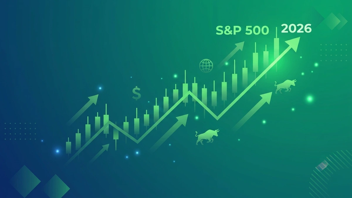​A close-up shot of a stock market chart showing green candlesticks and a steady upward trend line on a modern digital screen.